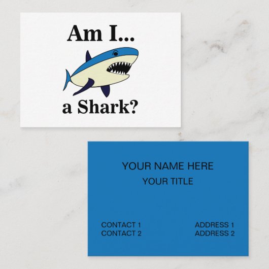 Carte De Visite Requin Bleu Drôle (Devant / Derrière)