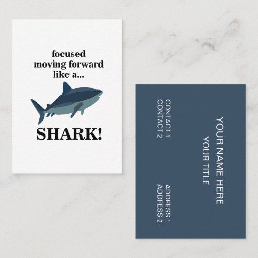 Carte De Visite Requin Concentré Avançant Comme Un Requin (Devant / Derrière)