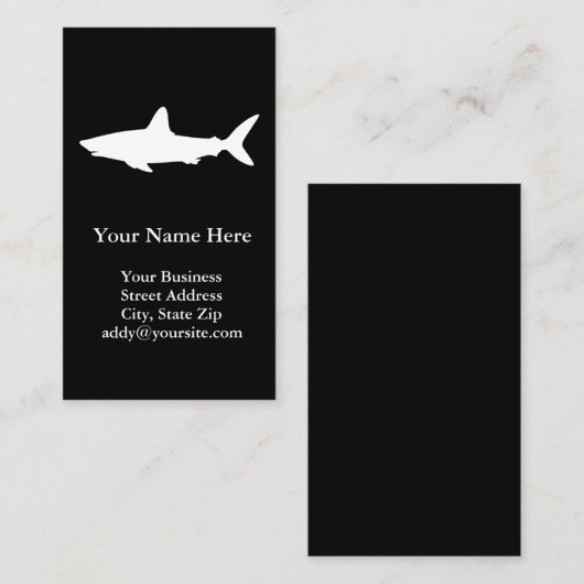 Carte De Visite Requin de natation noir et blanc (Devant / Derrière)