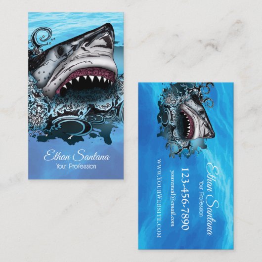 Carte De Visite Requin océan bleu violet moderne (Devant / Derrière)