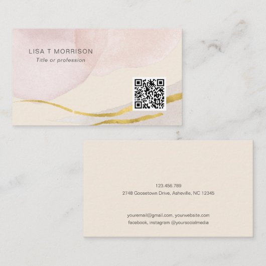 Carte De Visite Réseau de code qr abstrait moderne, aquarelle (Devant / Derrière)