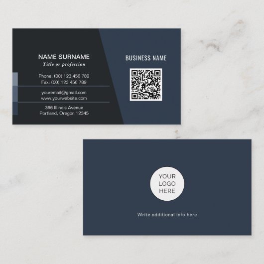 Carte De Visite Réseau de code QR personnel ou entreprise (Devant / Derrière)