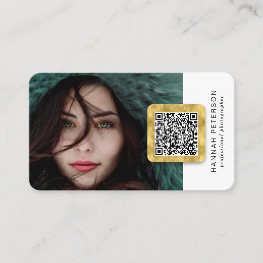 Carte De Visite Réseau moderne médias sociaux Code QR Photo (Devant)