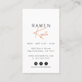 Carte de visite Réseau social Restaurant Ramen (Dos)