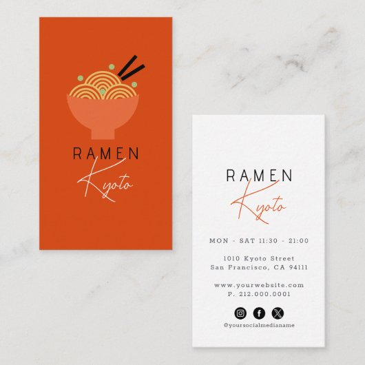 Carte de visite Réseau social Restaurant Ramen (Devant / Derrière)