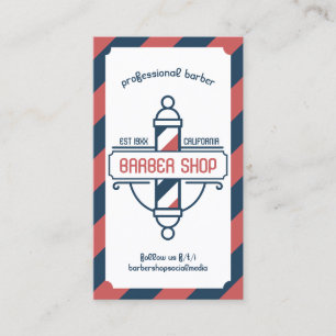 Carte De Visite Réservation de poteau de barbier vintage