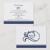 Carte De Visite Réservations d'hôtel heureuses bleues de chat (Devant / Derrière)