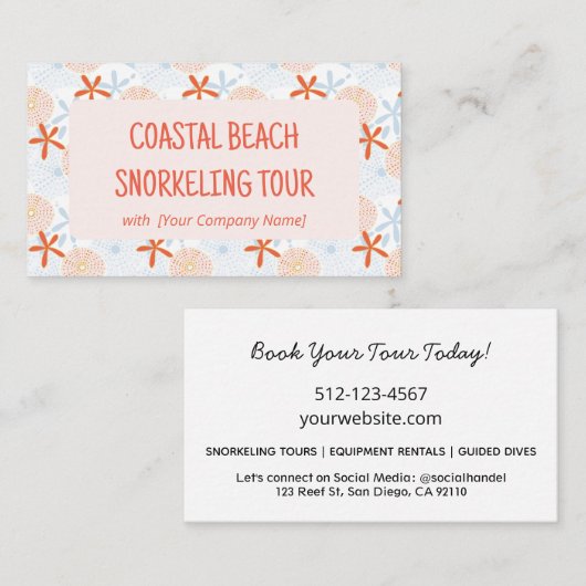 Carte De Visite Réserver Ocean Thématique (Devant / Derrière)