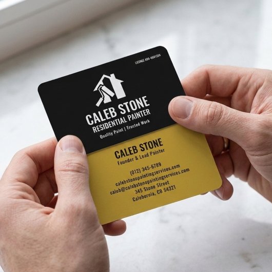 Carte De Visite Residential Painter Bold Mustard Yellow and Black