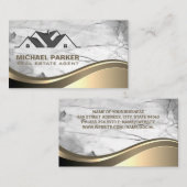 Carte De Visite Résidentiel | Marbre | Vague d'or (Devant / Derrière)