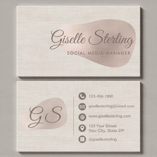 Carte De Visite Responsable des médias sociaux Beige Lin É beauté 