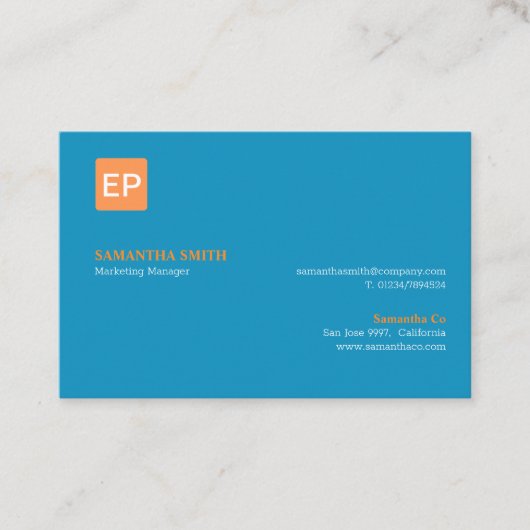 Carte De Visite Responsable marketing Blue and Orange Euro (Devant)