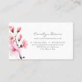 Carte De Visite Ressort Aquarelle rose Fleur de cerisier (Dos)