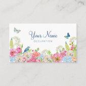 Carte De Visite Ressort rose vert bleu fleuri (Devant)