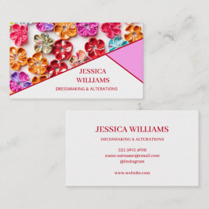 Carte De Visite Ressort tissu cousu artisanal Fleurs Multicolor