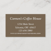 Carte de visite restaurant (Dos)