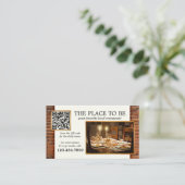 Carte de visite restaurant avec photo QR Code (Debout devant)