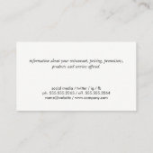 Carte De Visite Restaurant BBQ / Cochon (Dos)