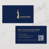 Carte De Visite Restaurant bouteille de vin Brown Navy (Devant / Derrière)