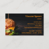 Carte De Visite Restaurant Burger Business | Bois foncé minimalist (Devant)