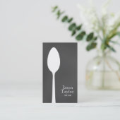 Carte De Visite Restaurant Chef Cuisine Cuillère Logo (Debout devant)
