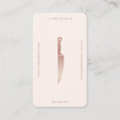 Carte De Visite Restaurant Chef Knife Pastel Rose Élégant Moderne (Devant)