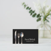 Carte De Visite Restaurant Chef Professionnel Noir (Debout devant)