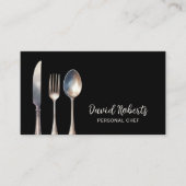 Carte De Visite Restaurant Chef Professionnel Noir (Devant)