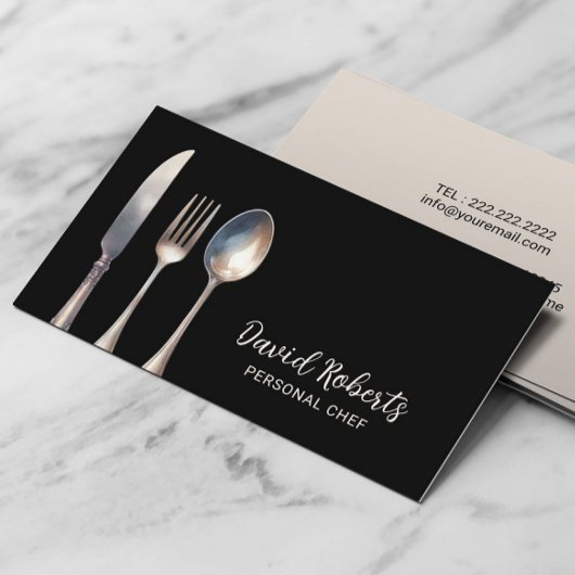 Carte De Visite Restaurant Chef Professionnel Noir