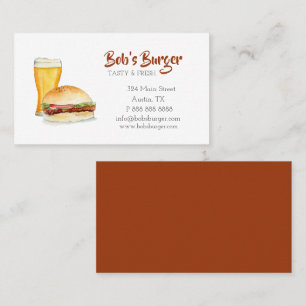 Carte De Visite Restaurant de burger/ restauration rapide aquarell
