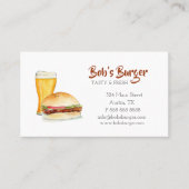 Carte De Visite Restaurant de burger/ restauration rapide aquarell (Devant)
