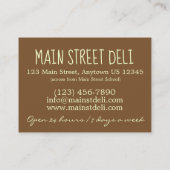 Carte De Visite Restaurant de charcuterie Cubane Pressé Sandwich D (Dos)