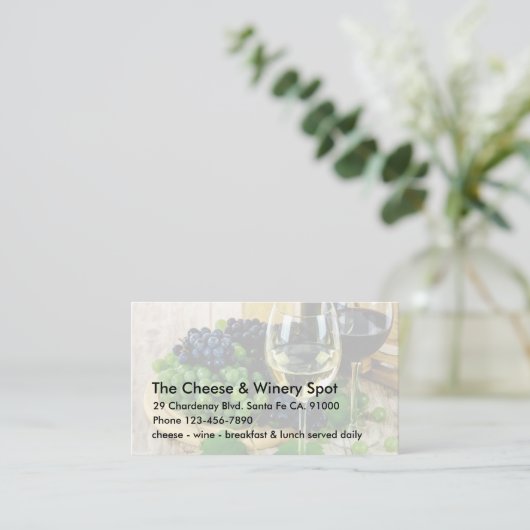 Carte De Visite Restaurant de fromage et de vin (Debout devant)