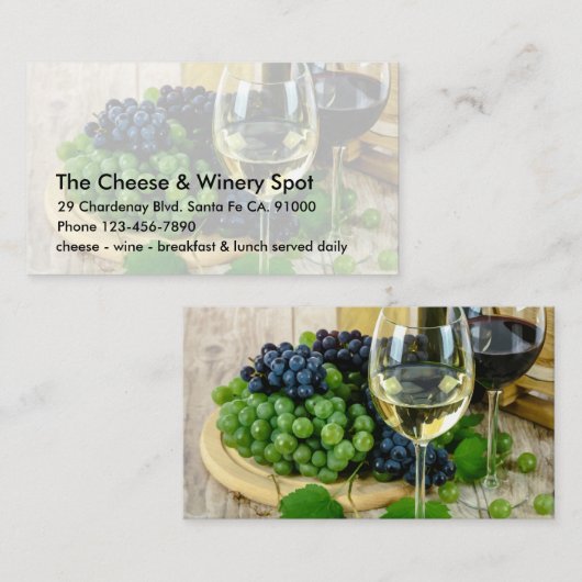 Carte De Visite Restaurant de fromage et de vin (Devant / Derrière)