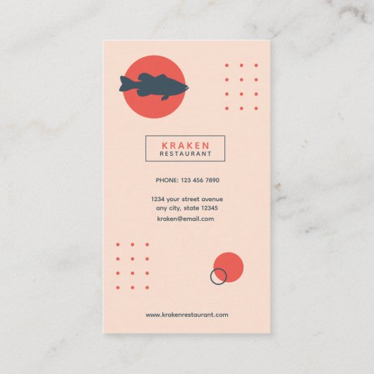 Carte De Visite Restaurant de fruits de mer (Dos)