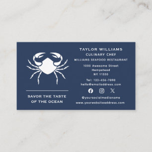 Carte De Visite Restaurant de Fruits de Mer Cool Chef de Crabe Tra