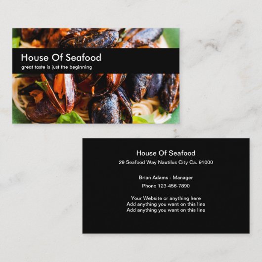 Carte De Visite Restaurant de fruits de mer orienté (Devant / Derrière)