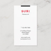 Carte De Visite Restaurant de sushi (Dos)