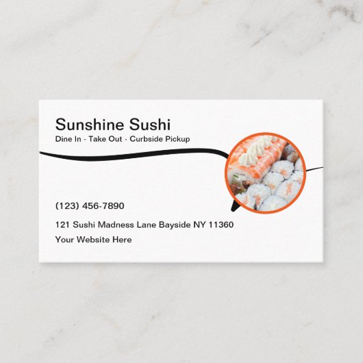 Carte De Visite Restaurant De Sushi Moderne Cuisine Japonaise (Devant)