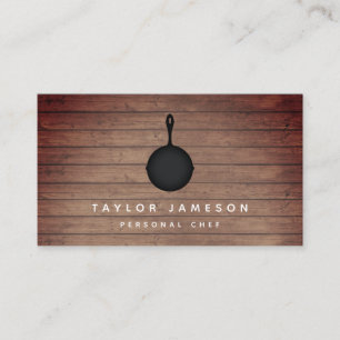 Carte De Visite Restaurant de traiteur Rustique Chef en poêle