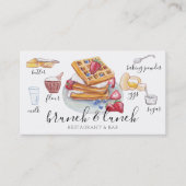 Carte De Visite Restaurant du logo Waffe Watercolor (Devant)