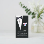 Carte De Visite Restaurant élégant Noir Tuxedo Martini Pub (Debout devant)