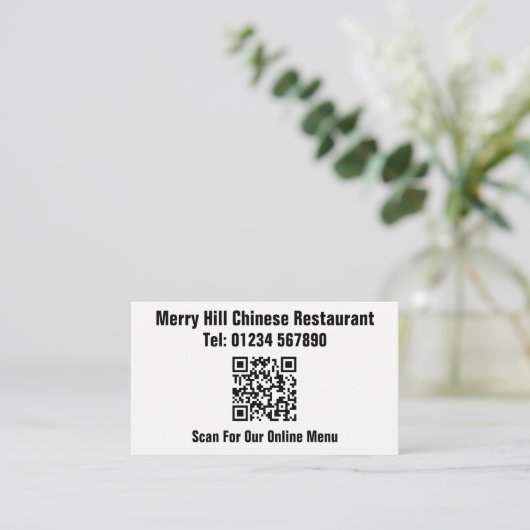 Carte De Visite Restaurant en ligne Menu QR Code (Debout devant)