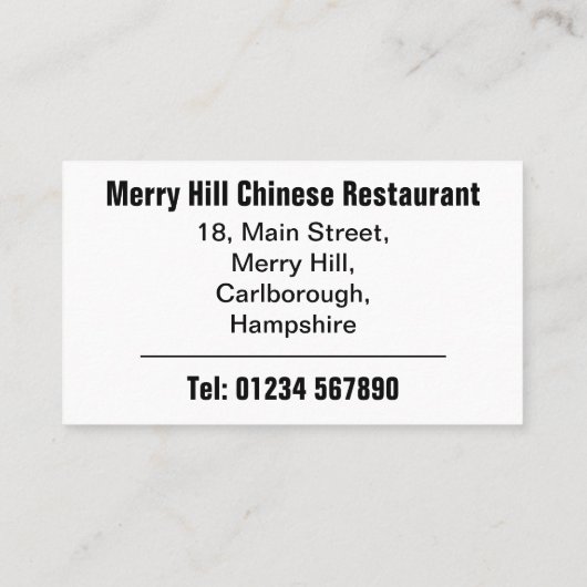 Carte De Visite Restaurant en ligne Menu QR Code (Dos)