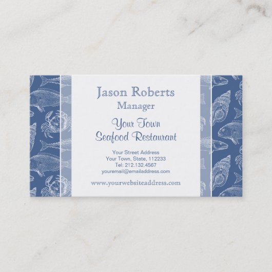 Carte De Visite Restaurant Fishman Fishing Boat or Seafood (Devant)