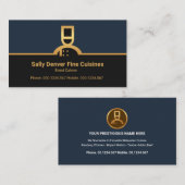 Carte De Visite Restaurant Frontière du chef Faux Gold Caterner (Devant / Derrière)