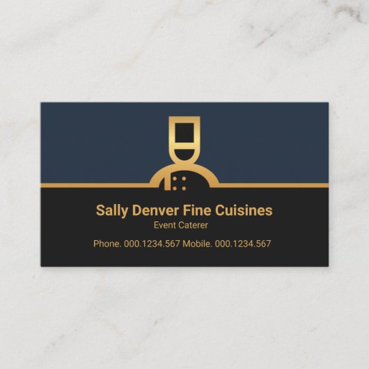 Carte De Visite Restaurant Frontière du chef Faux Gold Caterner (Devant)