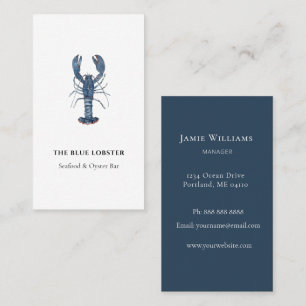 Carte De Visite restaurant homard bleu aquarelle 