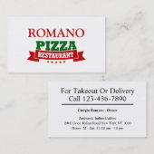 Carte De Visite Restaurant italien de pizza (Devant / Derrière)