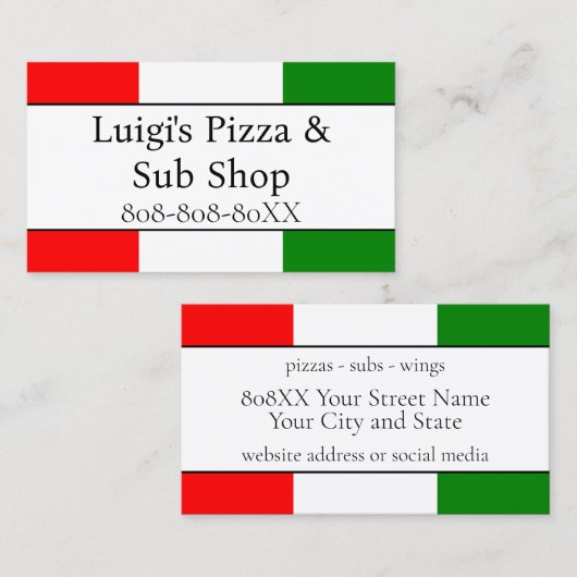 Carte De Visite Restaurant italien Drapeau (Devant / Derrière)